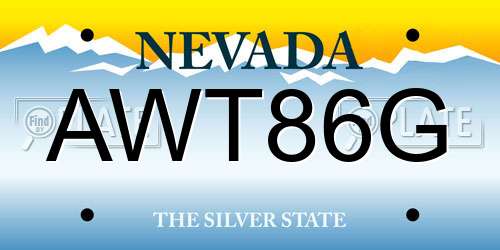AWT86G Nevada License Plate