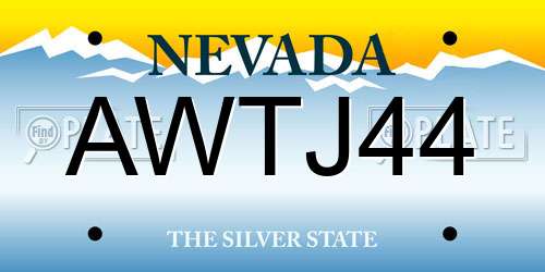 AWTJ44 Nevada License Plate