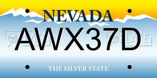 AWX37D Nevada License Plate