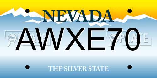 AWXE70 Nevada License Plate