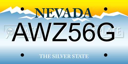AWZ56G Nevada License Plate