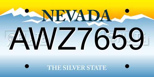 AWZ7659 Nevada License Plate