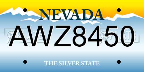 AWZ8450 Nevada License Plate