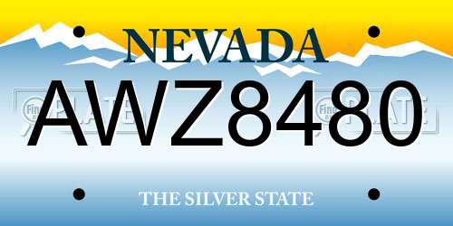 AWZ8480 Nevada License Plate
