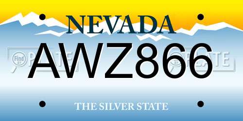 AWZ866 Nevada License Plate