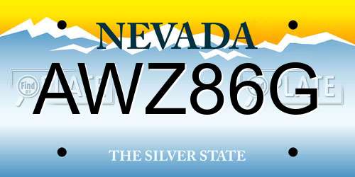 AWZ86G Nevada License Plate