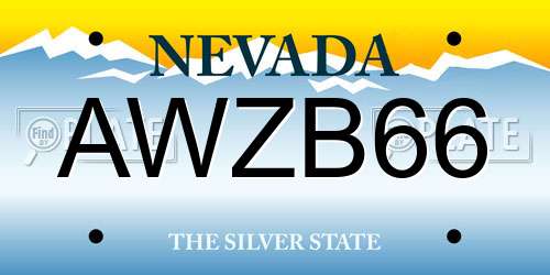AWZB66 Nevada License Plate