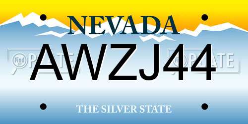 AWZJ44 Nevada License Plate