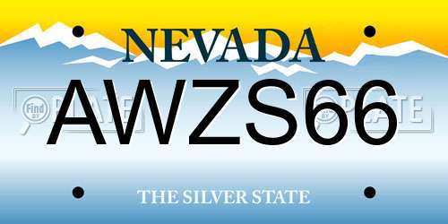 AWZS66 Nevada License Plate