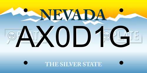 AX0D1G Nevada License Plate