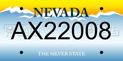 AX22008 Nevada License Plate