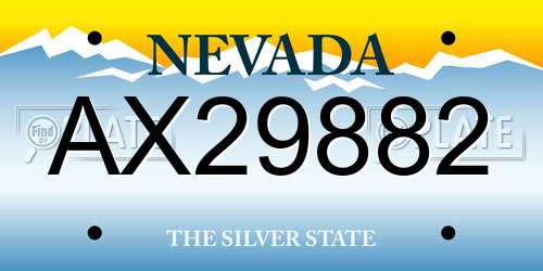 AX29882 Nevada License Plate