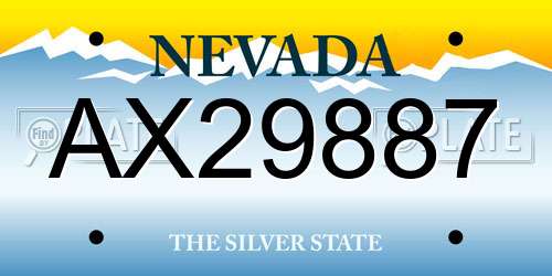 AX29887 Nevada License Plate