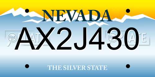 AX2J430 Nevada License Plate