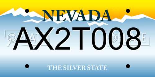 AX2T008 Nevada License Plate