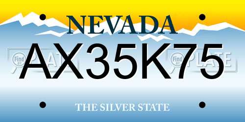 AX35K75 Nevada License Plate