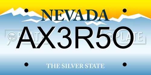 AX3R5O Nevada License Plate
