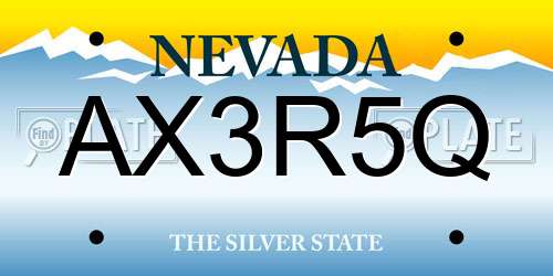 AX3R5Q Nevada License Plate
