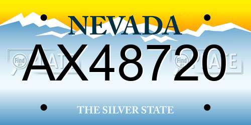 AX48720 Nevada License Plate