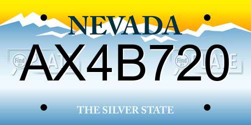 AX4B720 Nevada License Plate