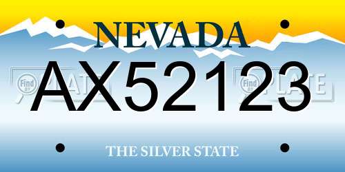 AX52123 Nevada License Plate