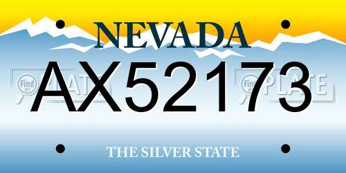 AX52173 Nevada License Plate
