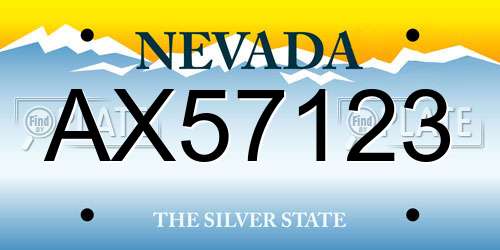 AX57123 Nevada License Plate
