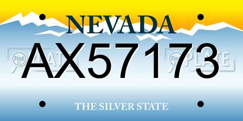 AX57173 Nevada License Plate