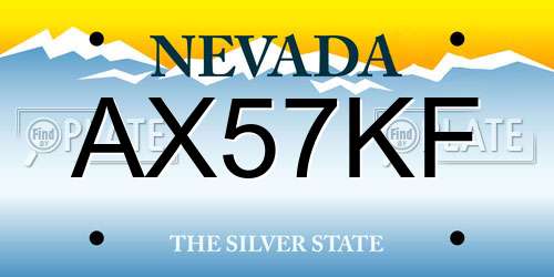 AX57KF Nevada License Plate