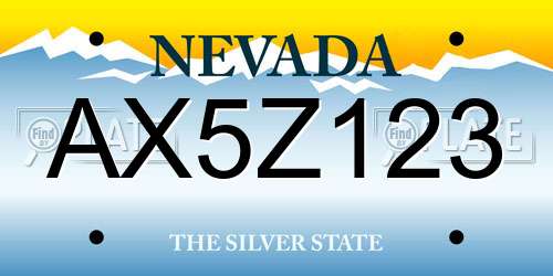 AX5Z123 Nevada License Plate
