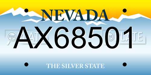 AX68501 Nevada License Plate