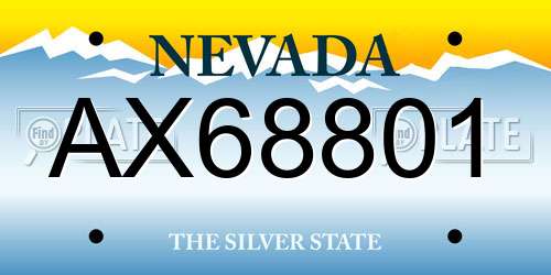 AX68801 Nevada License Plate