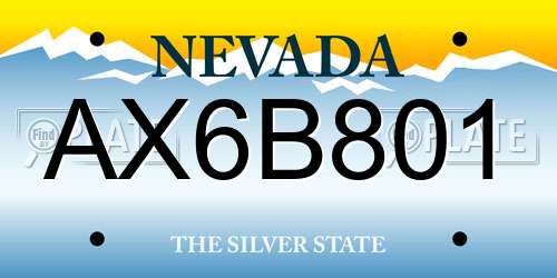 AX6B801 Nevada License Plate