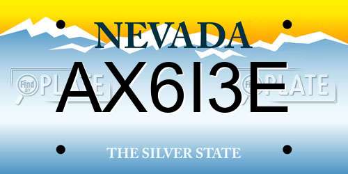 AX6I3E Nevada License Plate