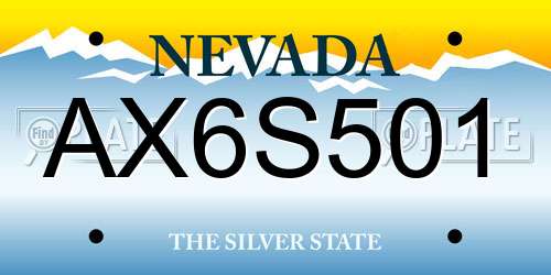 AX6S501 Nevada License Plate