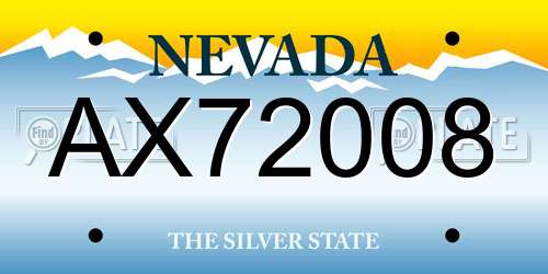 AX72008 Nevada License Plate