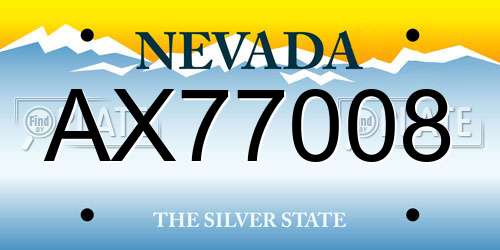 AX77008 Nevada License Plate