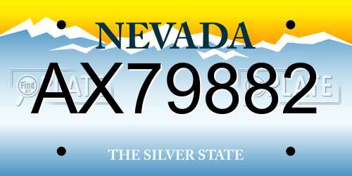 AX79882 Nevada License Plate