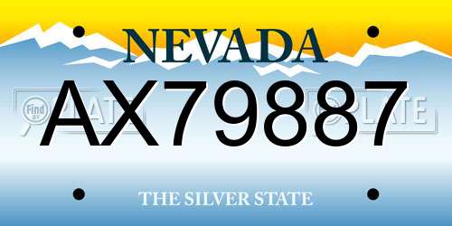 AX79887 Nevada License Plate