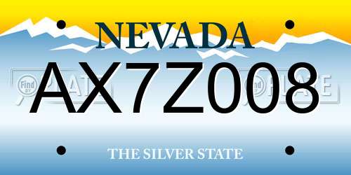AX7Z008 Nevada License Plate