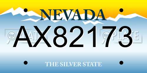 AX82173 Nevada License Plate