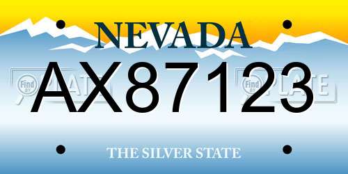 AX87123 Nevada License Plate