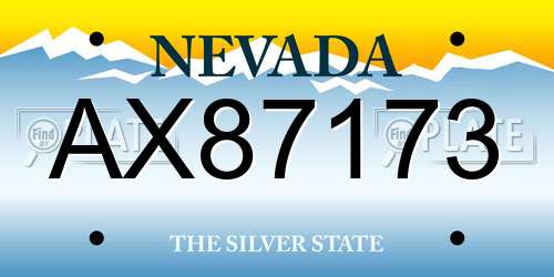 AX87173 Nevada License Plate