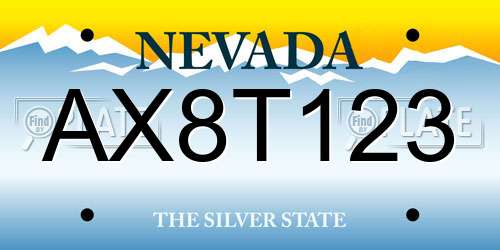AX8T123 Nevada License Plate