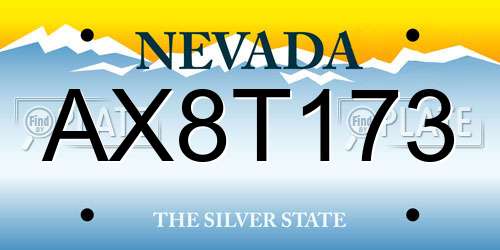 AX8T173 Nevada License Plate