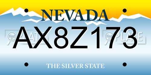 AX8Z173 Nevada License Plate