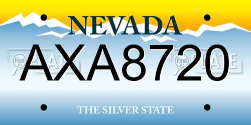 AXA8720 Nevada License Plate