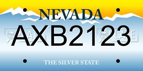 AXB2123 Nevada License Plate