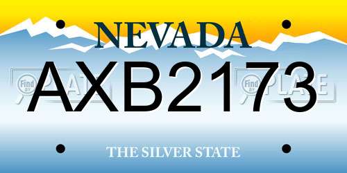 AXB2173 Nevada License Plate