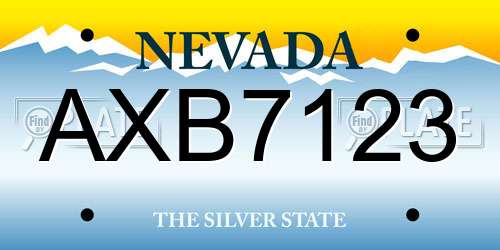 AXB7123 Nevada License Plate